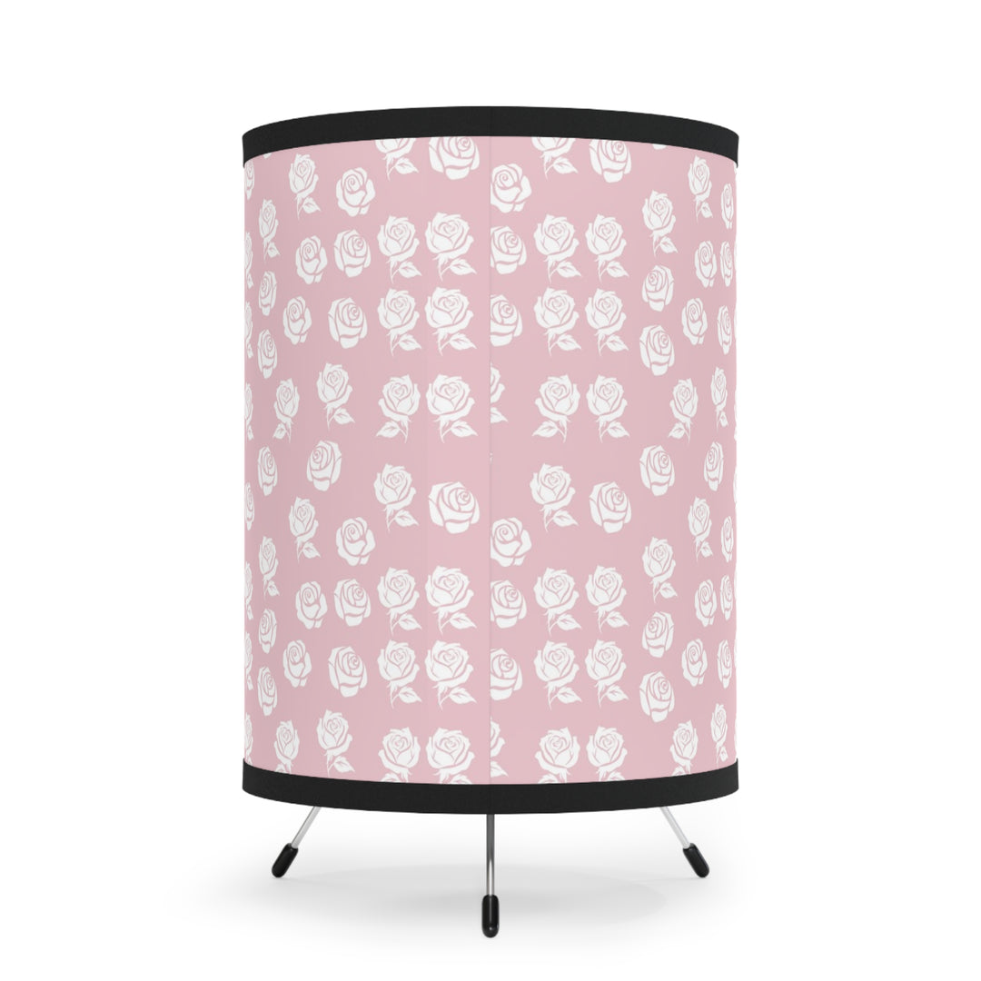 White Rose and Pink Tripod Lamp