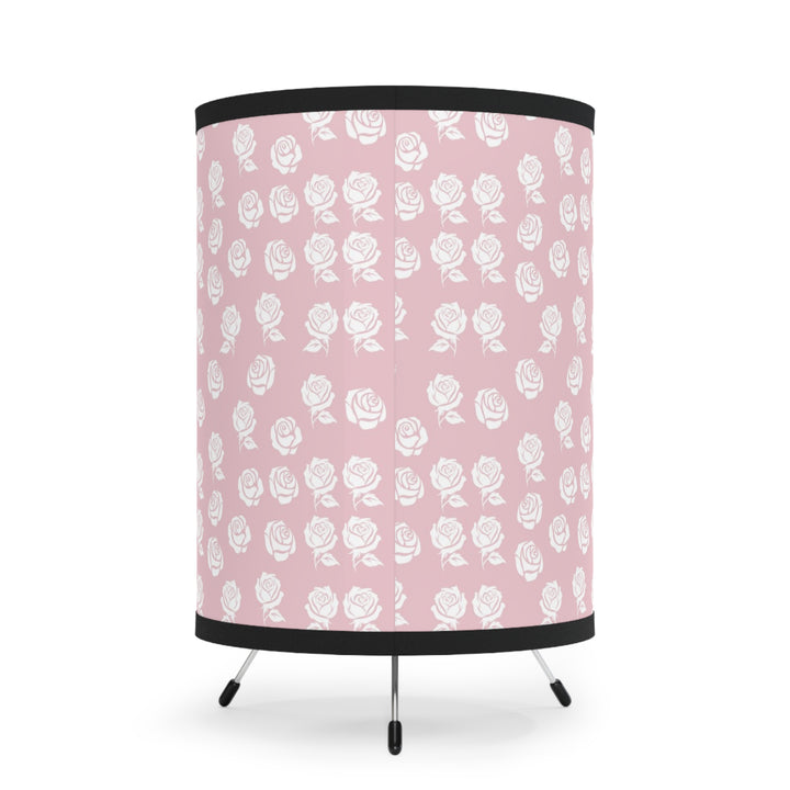 White Rose and Pink Tripod Lamp
