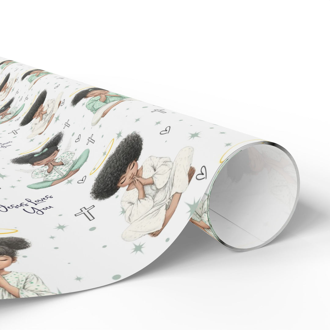 Praying Little Black Angel Wrapping Paper