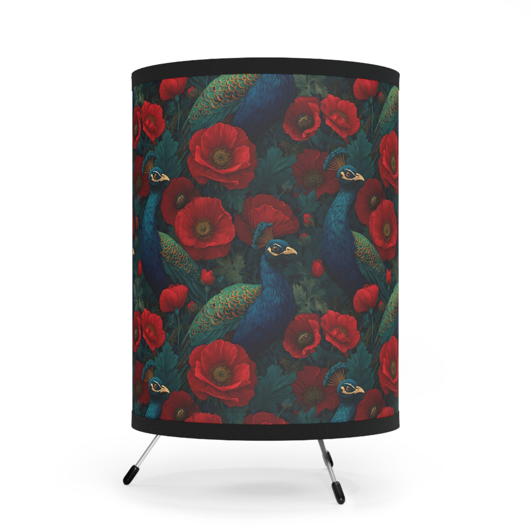 Peacock and Red Poppies Lamp