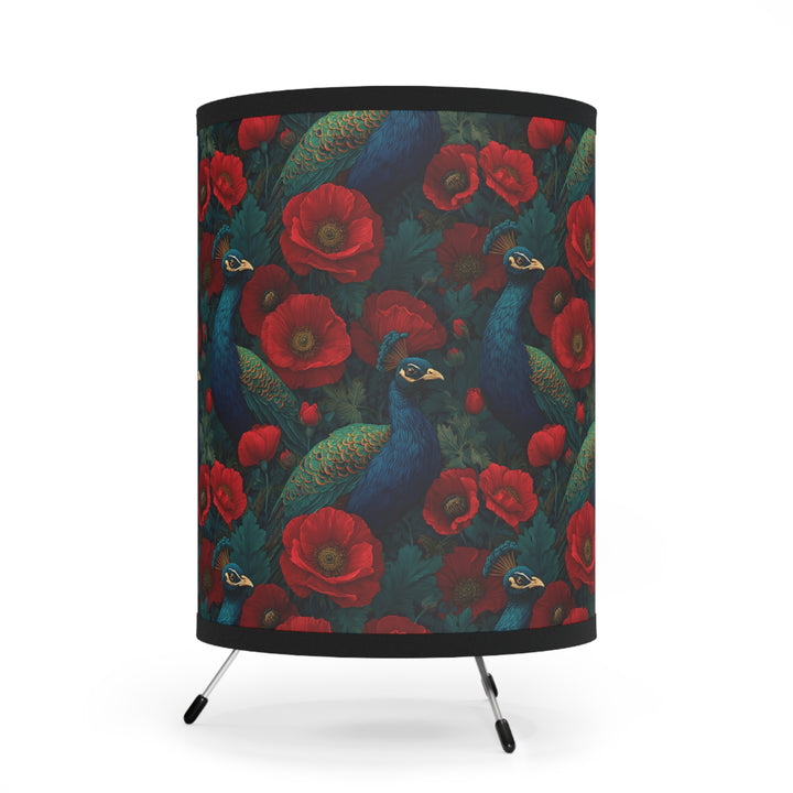 Peacock and Red Poppies Lamp