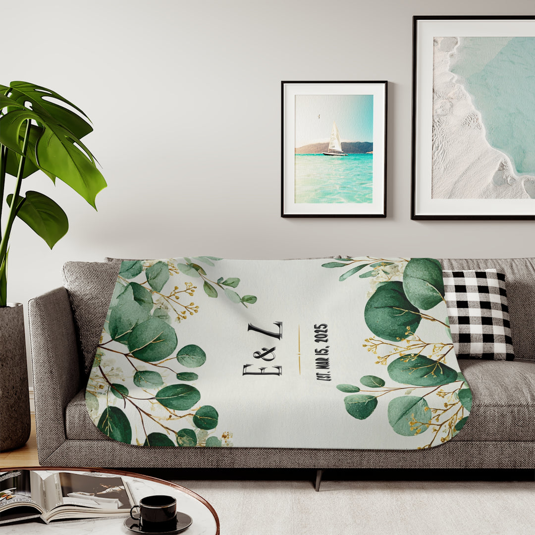 Green Vine Cozy Sherpa Blanket for Newlyweds