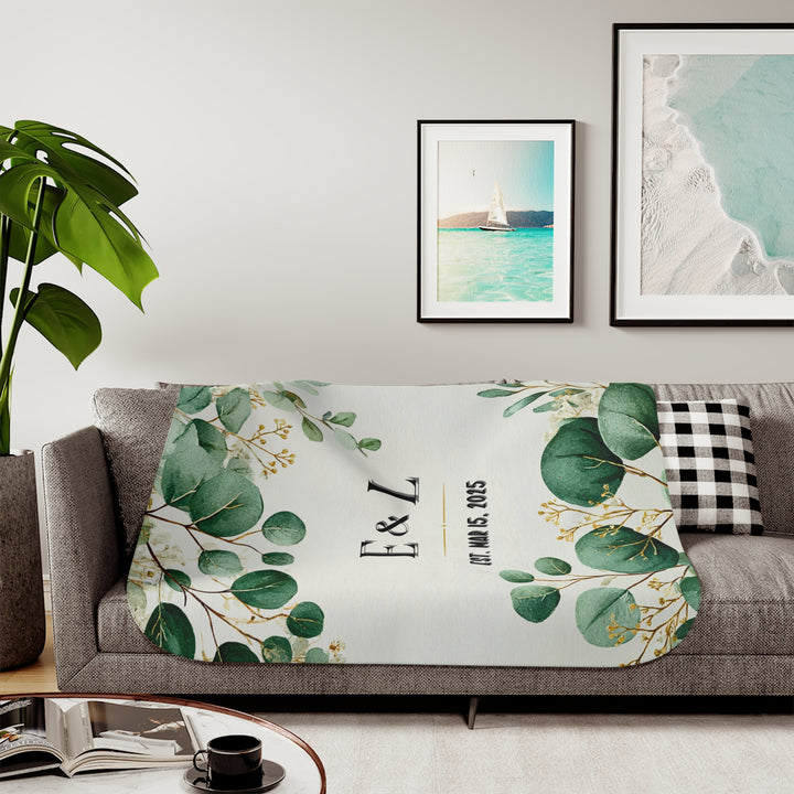 Green Vine Cozy Sherpa Blanket for Newlyweds