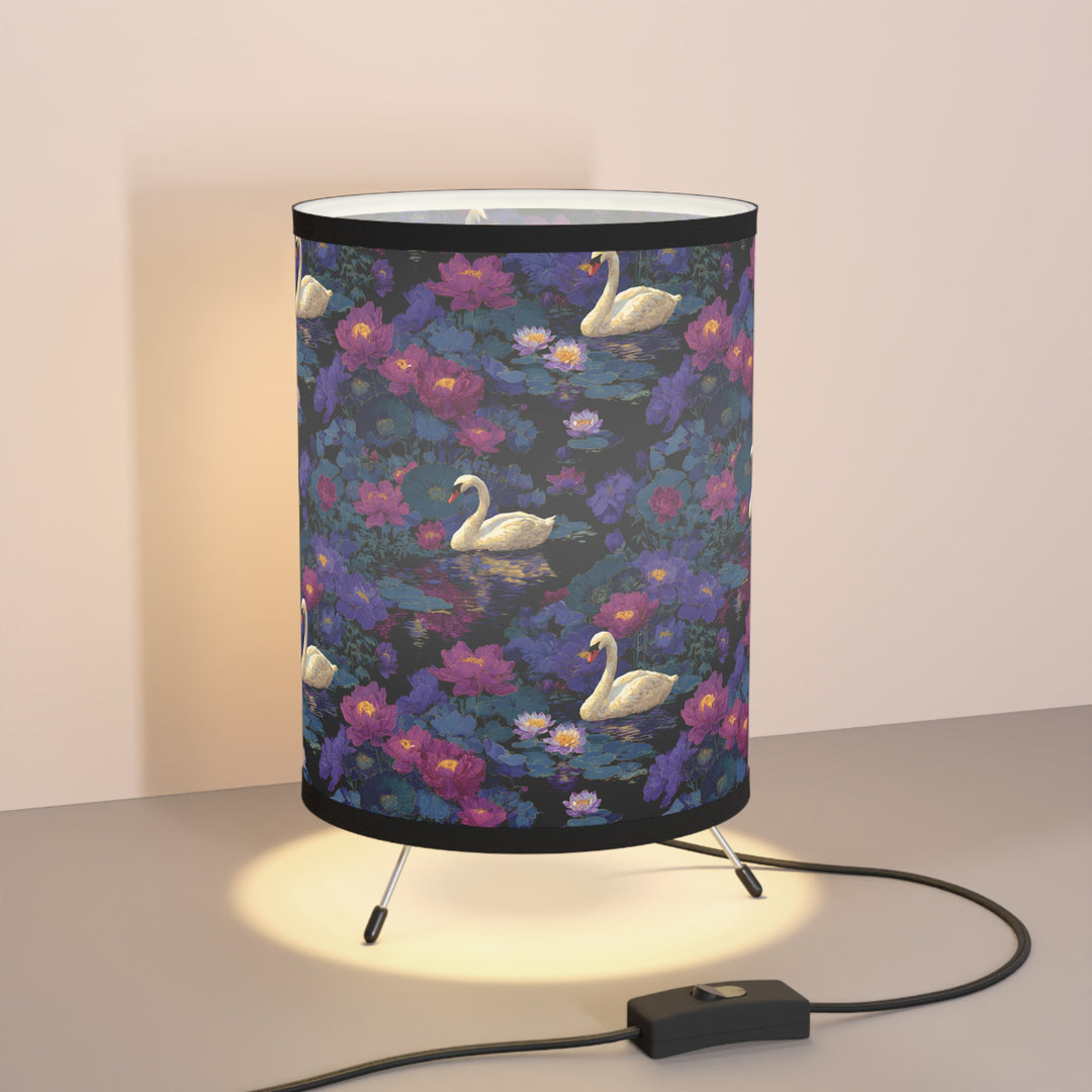 Swan Floral Pattern Tripod Lamp