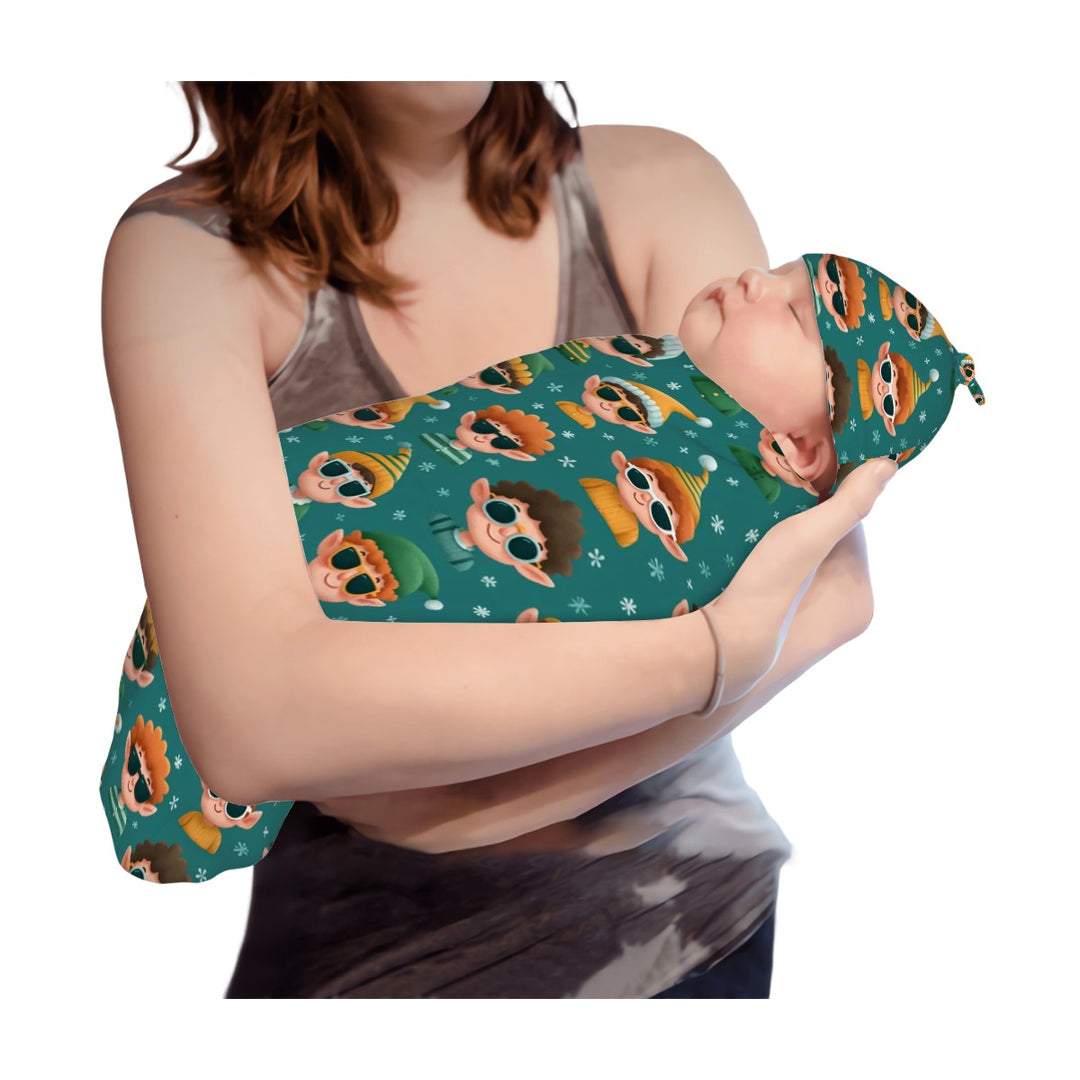 Cool Christmas Elves Cocoon Baby Swaddle Set