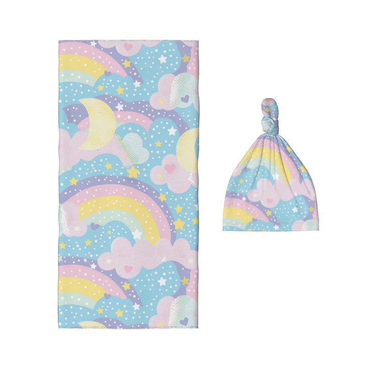 Whimsical Baby Swaddle Blanket & Beanie Hat Set
