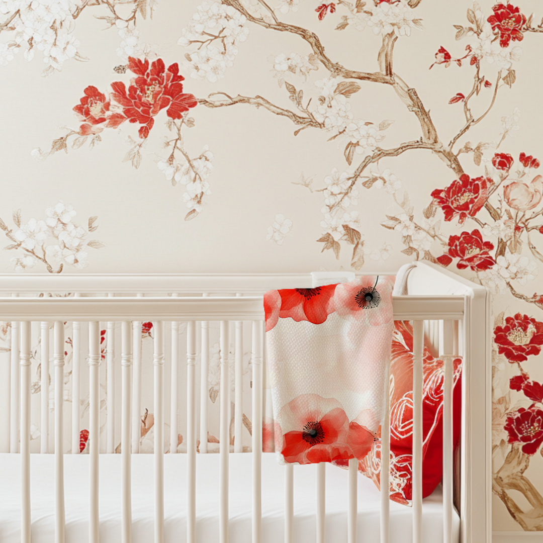 Poppy Flower Swaddle Blanket
