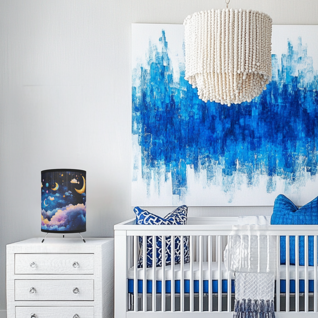 Celestial Moon and Starry Night Tripod Lamp
