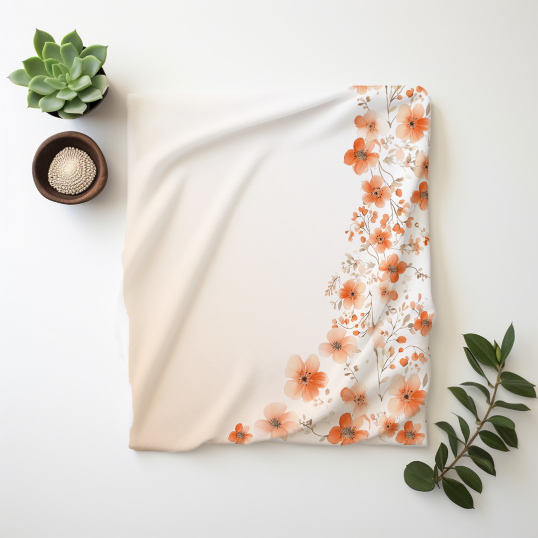 Peach Floral Swaddle Blanket