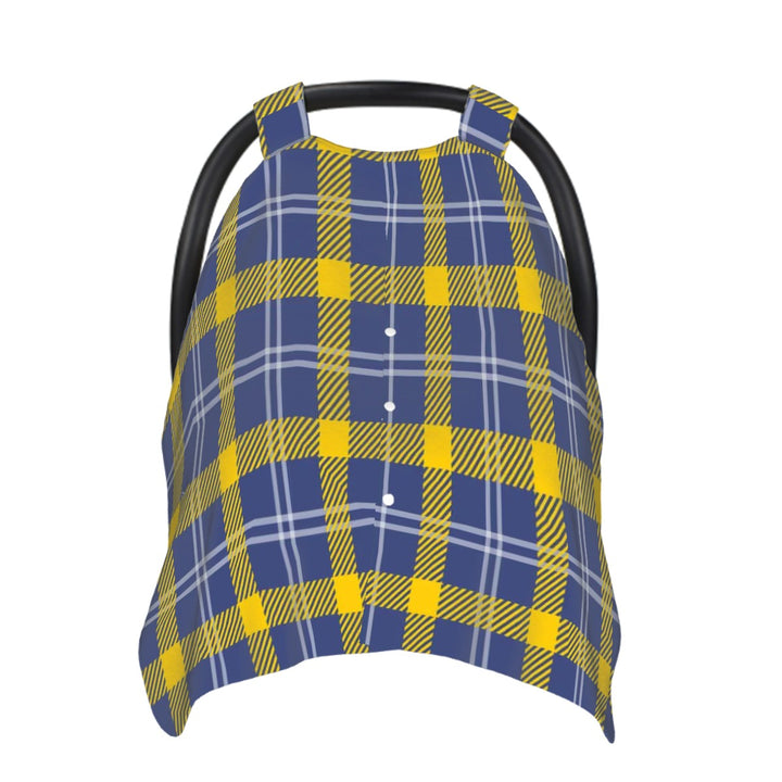 Blue and Yellow Plaid Baby Car Seat Cover