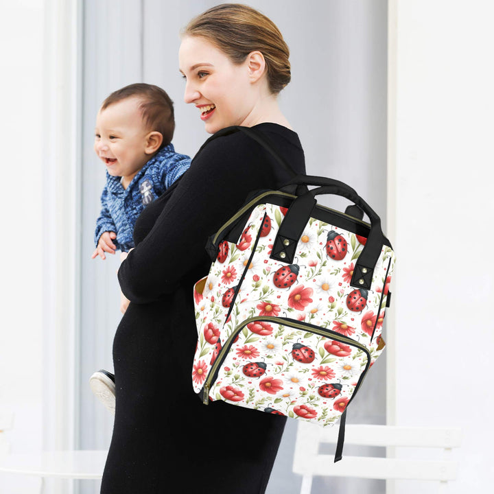 Ladybugs and Flowers Diaper Bag