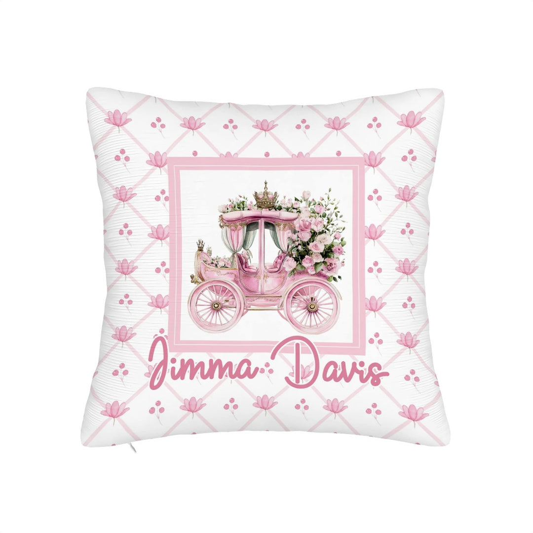 Pink Carriage Throw Pillow Covers