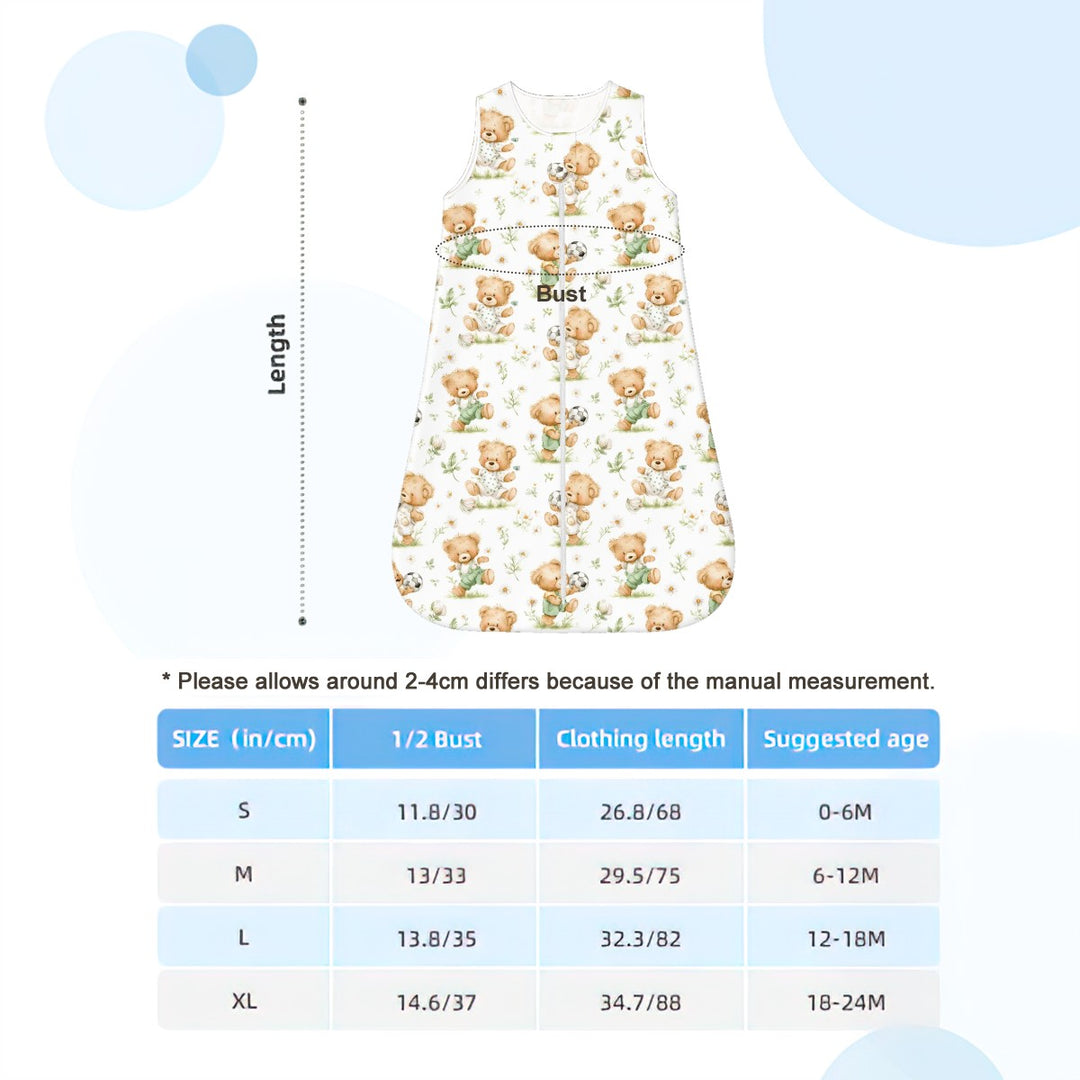 Teddy Bears Playing Soccer Sleeveless Baby Sleep Sack