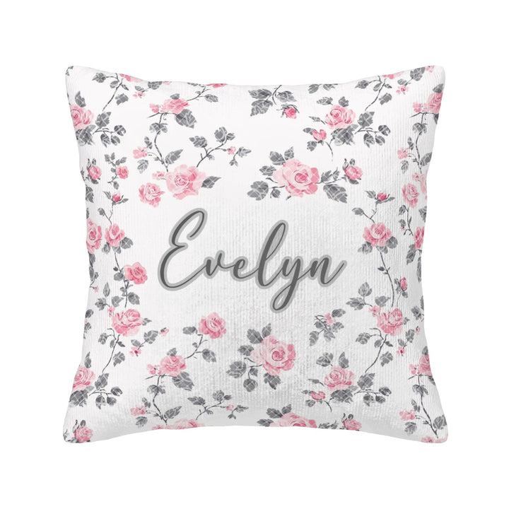 Rose and Lace Corduroy Throw Pillow Covers