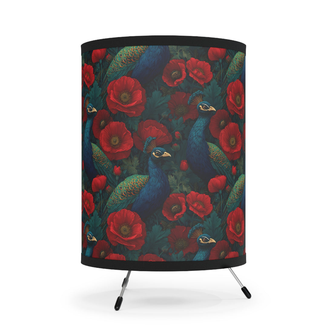 Peacock and Red Poppies Lamp