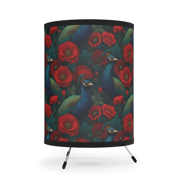 Peacock and Red Poppies Lamp