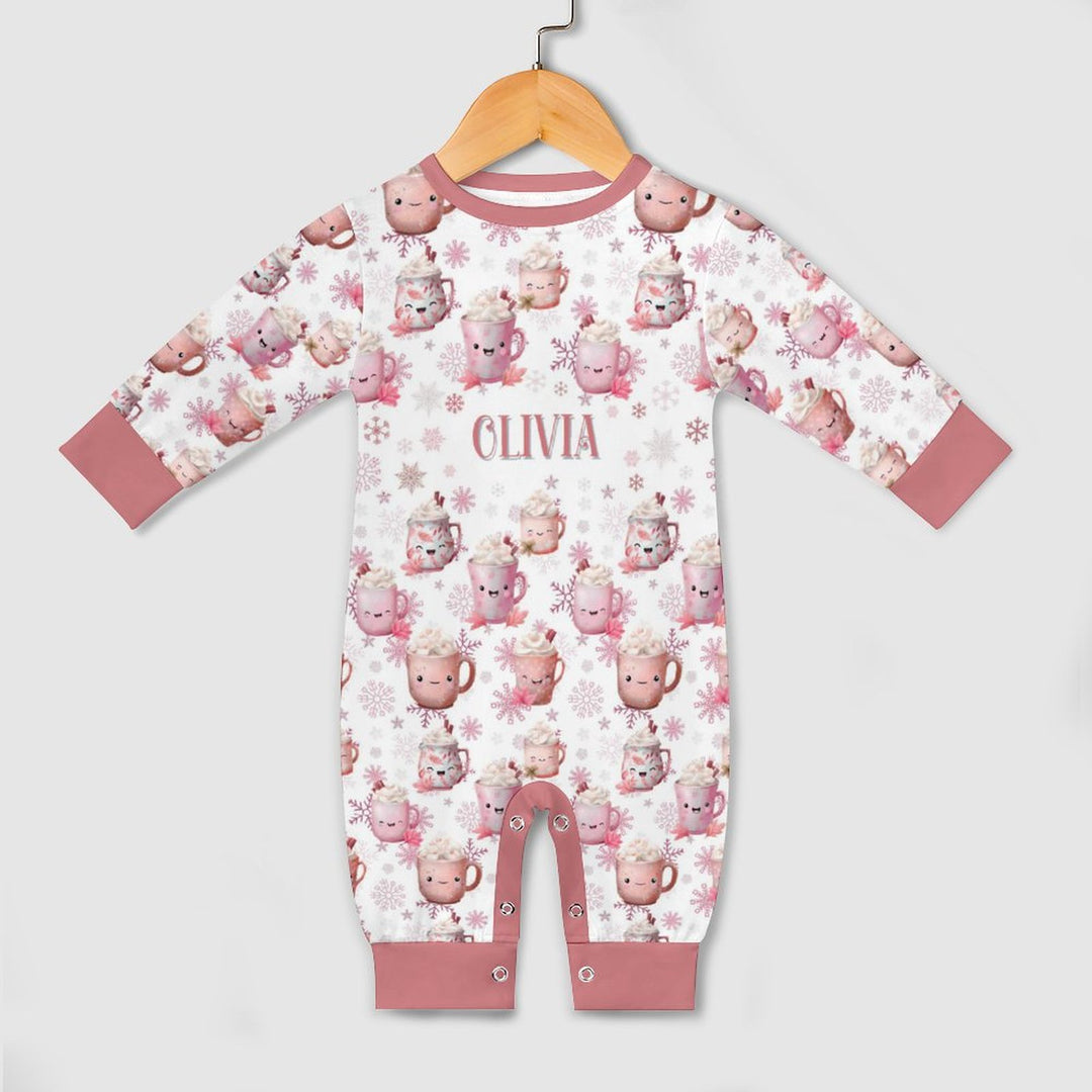 Pink Cocoa Mug Long Sleeve Baby Romper