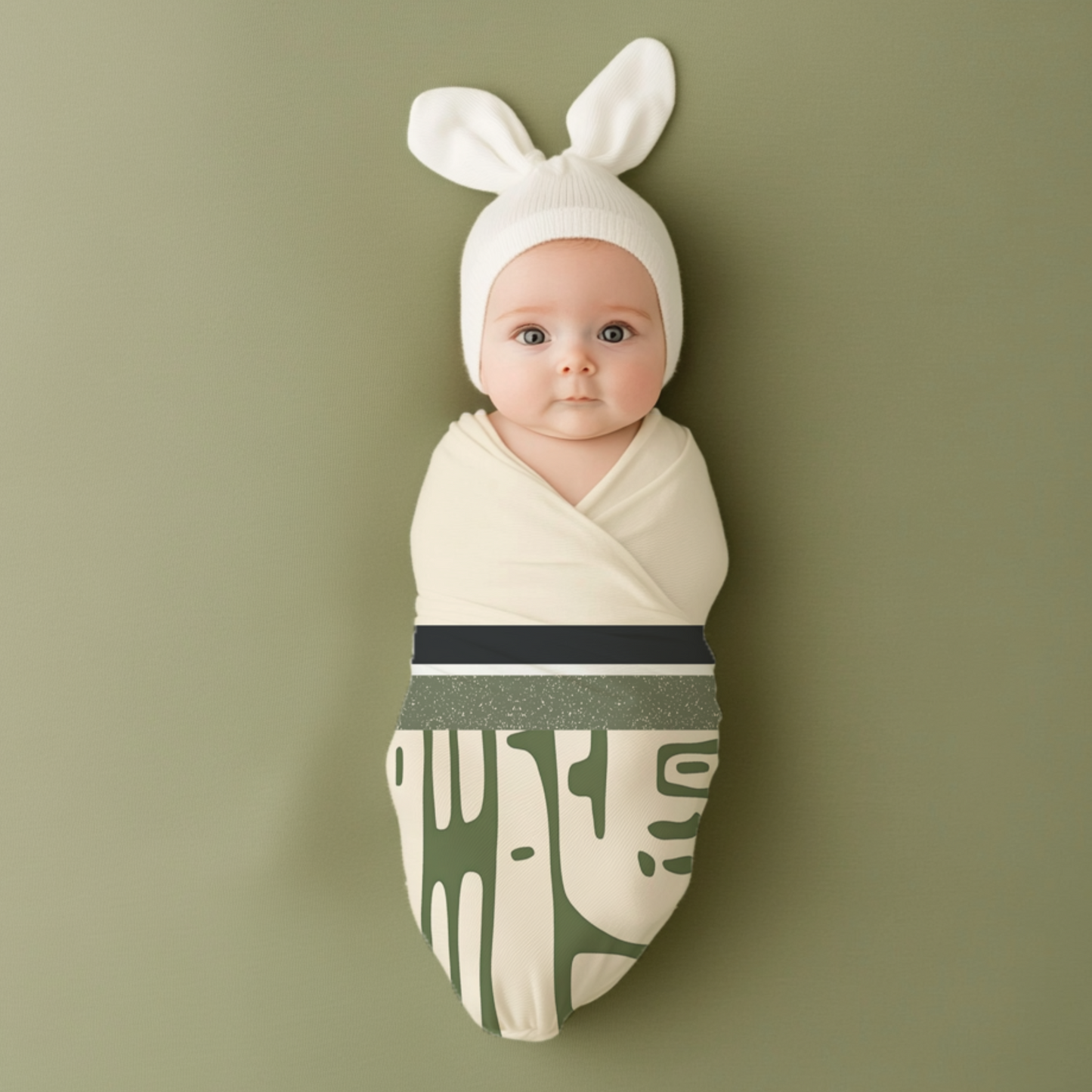 Sage and Cream Swaddle Blanket