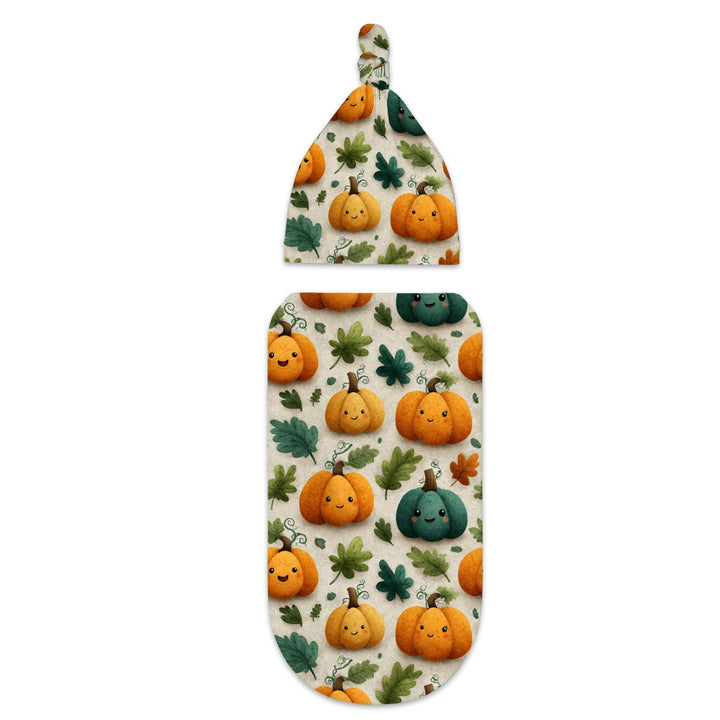 Fall Pumpkin Cocoon Baby Swaddle Set