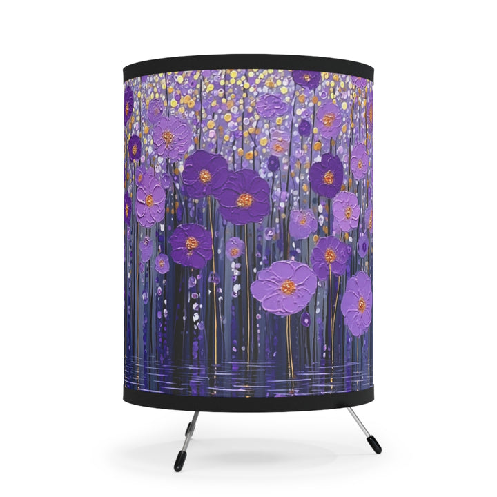 Purple Floral Field Tripod Lamp