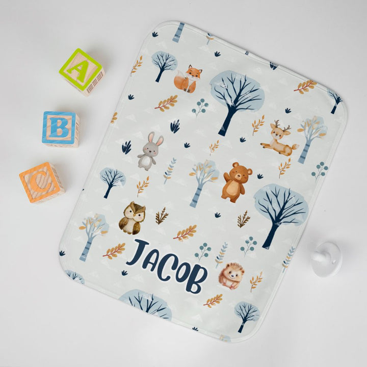 Woodland Forest Animals Baby Burp Cloth