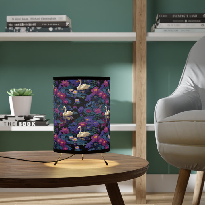 Swan Floral Pattern Tripod Lamp