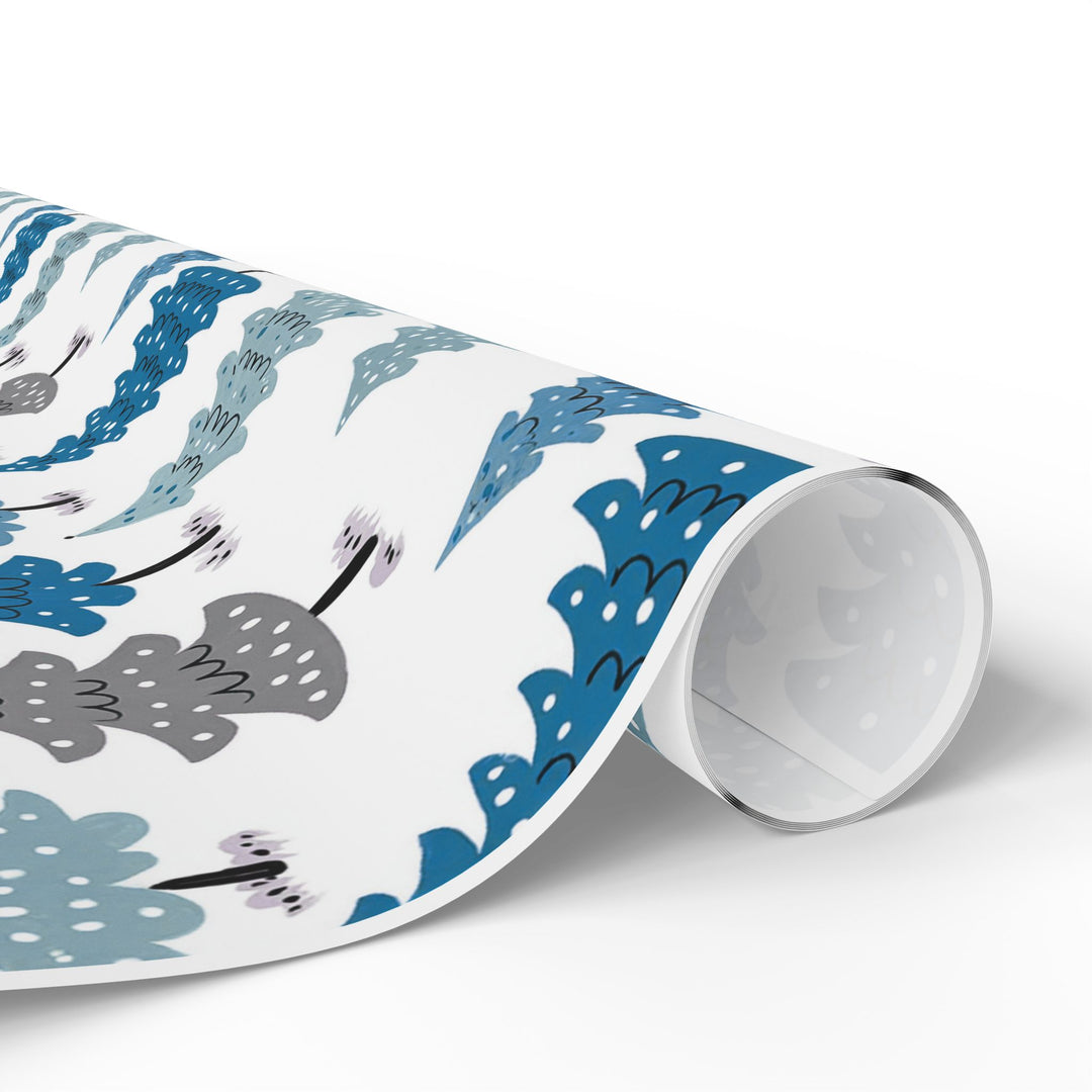 Blue Christmas Trees Wrapping Paper