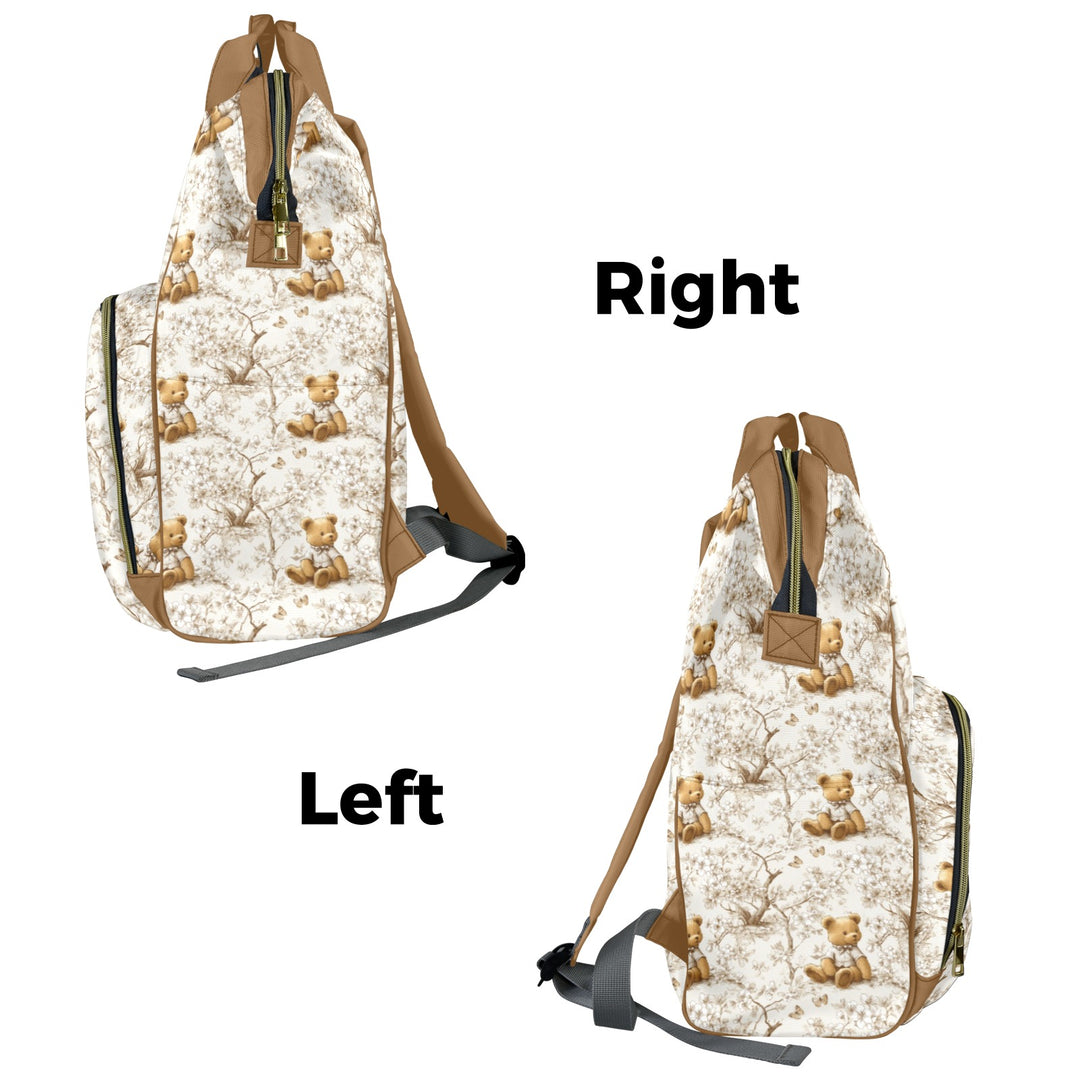 Toile Teddy Bear Diaper Bag