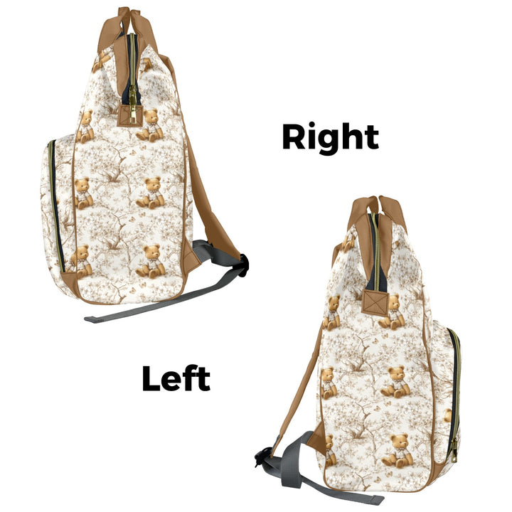 Toile Teddy Bear Diaper Bag