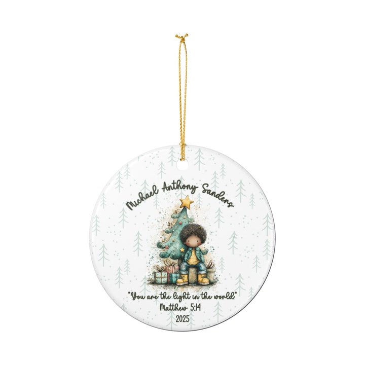 Whimsical Black Boy Personalized Ceramic Ornament