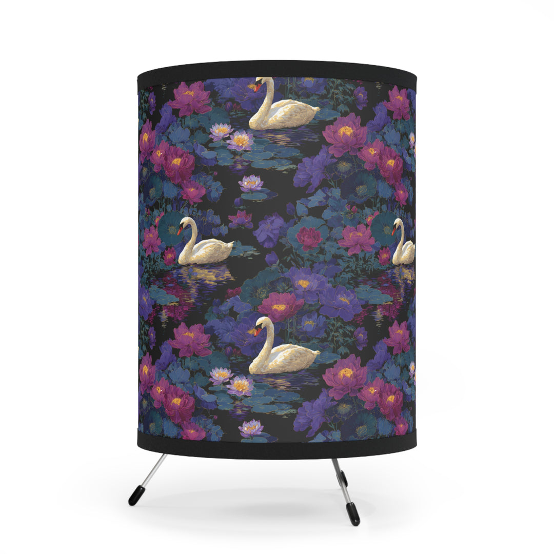 Swan Floral Pattern Tripod Lamp
