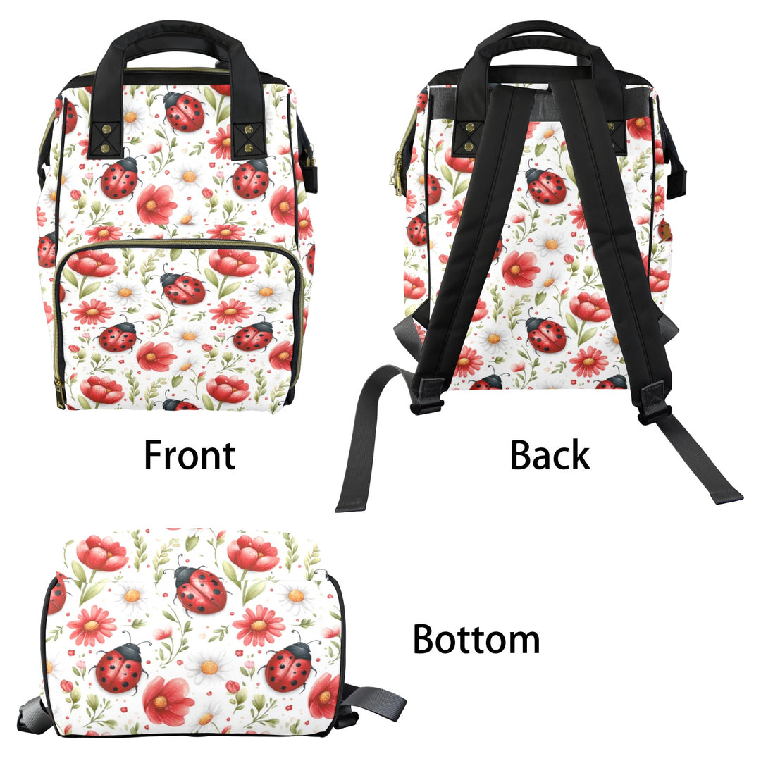 Ladybugs and Flowers Diaper Bag