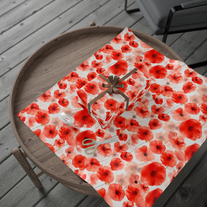 Red Poppy Flower Wrapping Paper