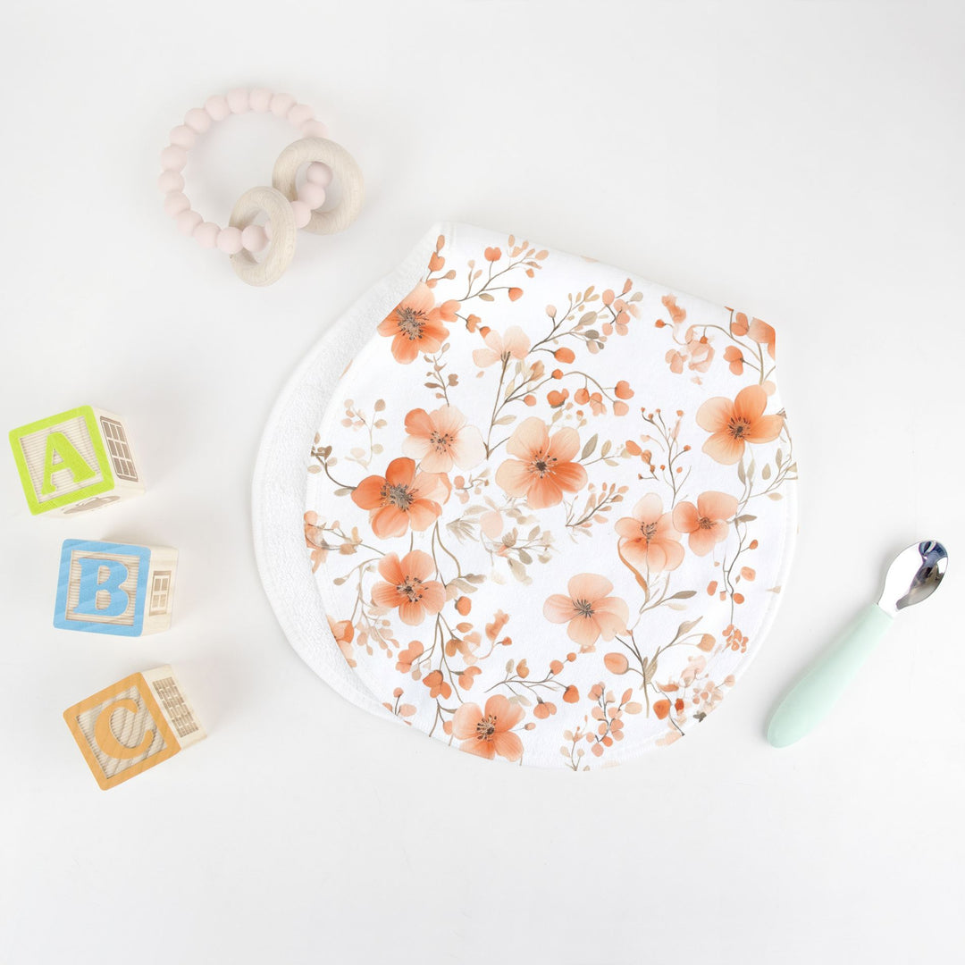 Peach Floral Burp Cloth