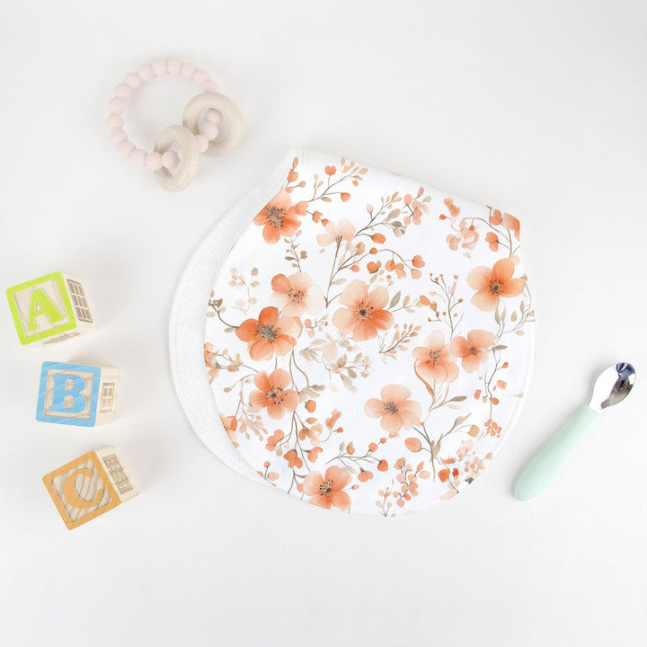 Peach Floral Burp Cloth
