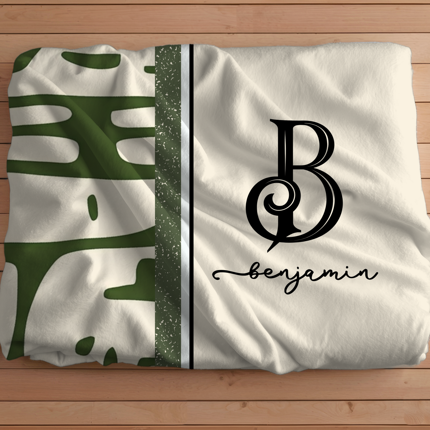 Sage and Cream Monogram Blanket