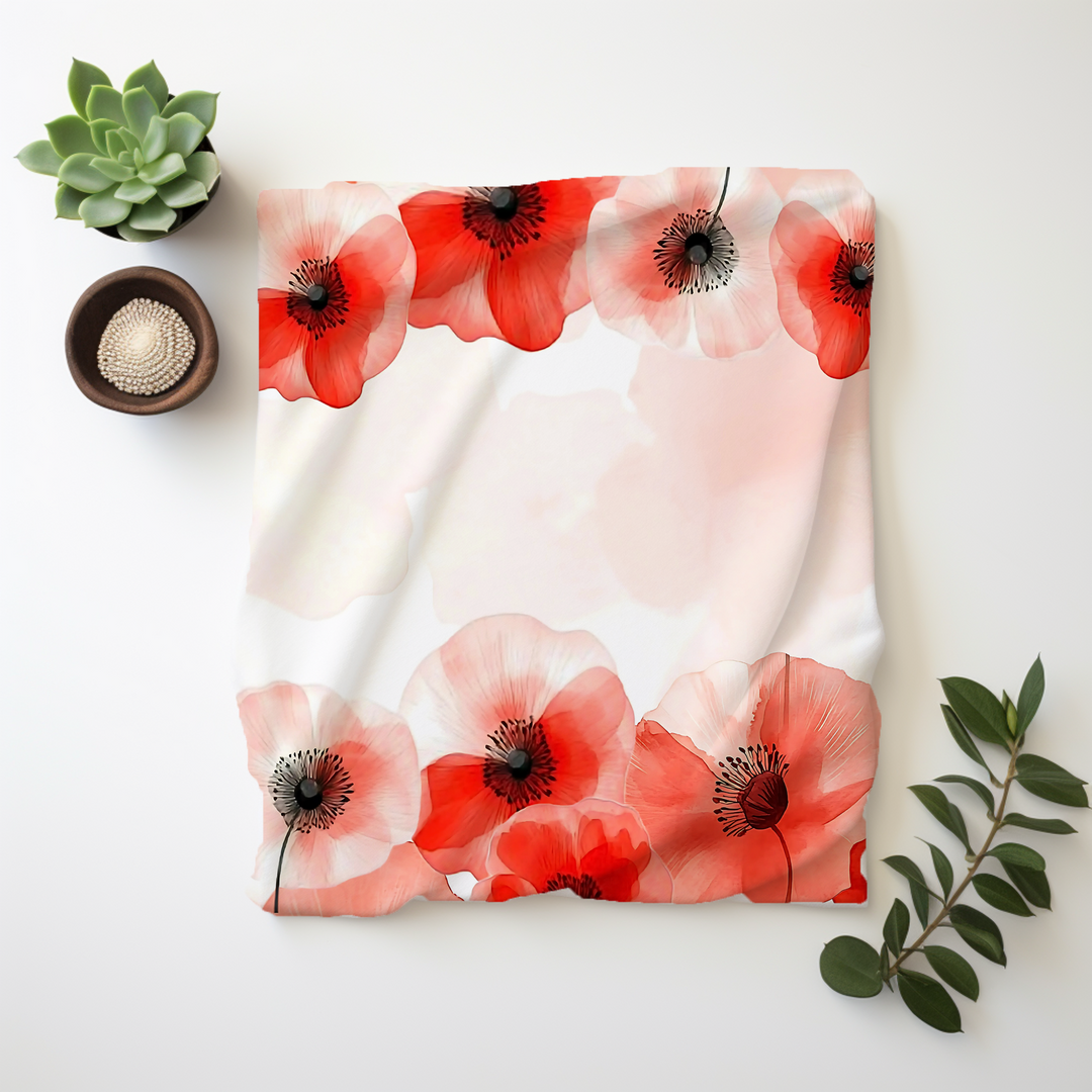 Poppy Flower Swaddle Blanket