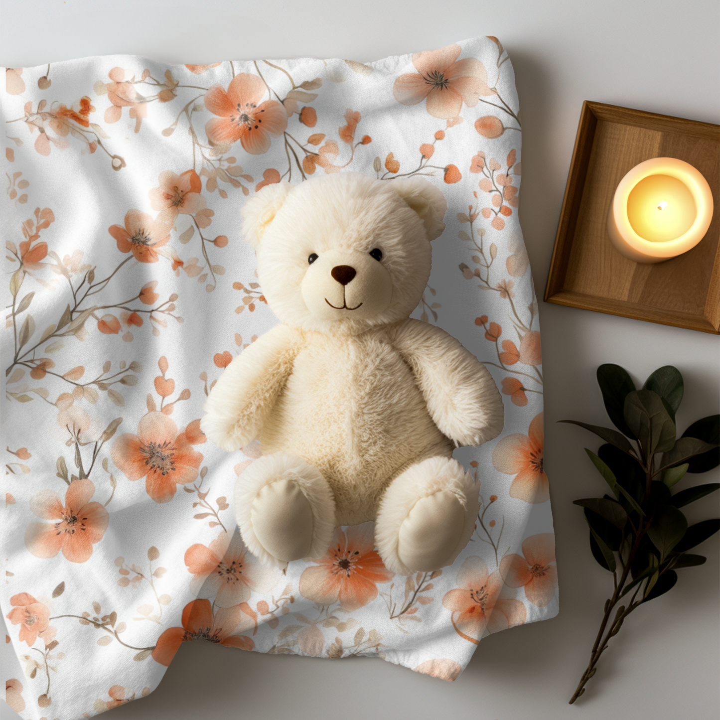 Peach Floral Blanket