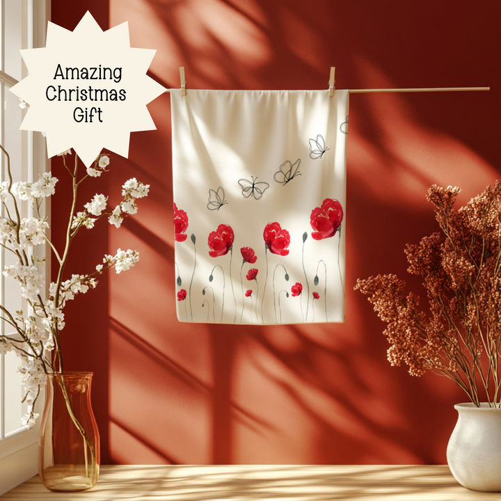 Red Flower Swaddle Blanket