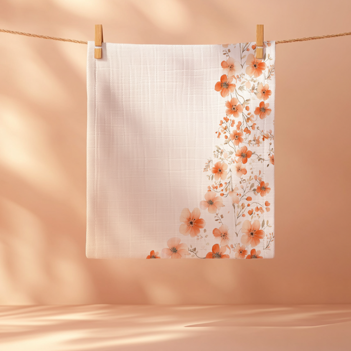 Peach Floral Swaddle Blanket