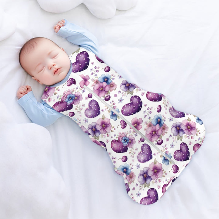 Purple Hearts and Flowers Sleeveless Baby Sleep Sack