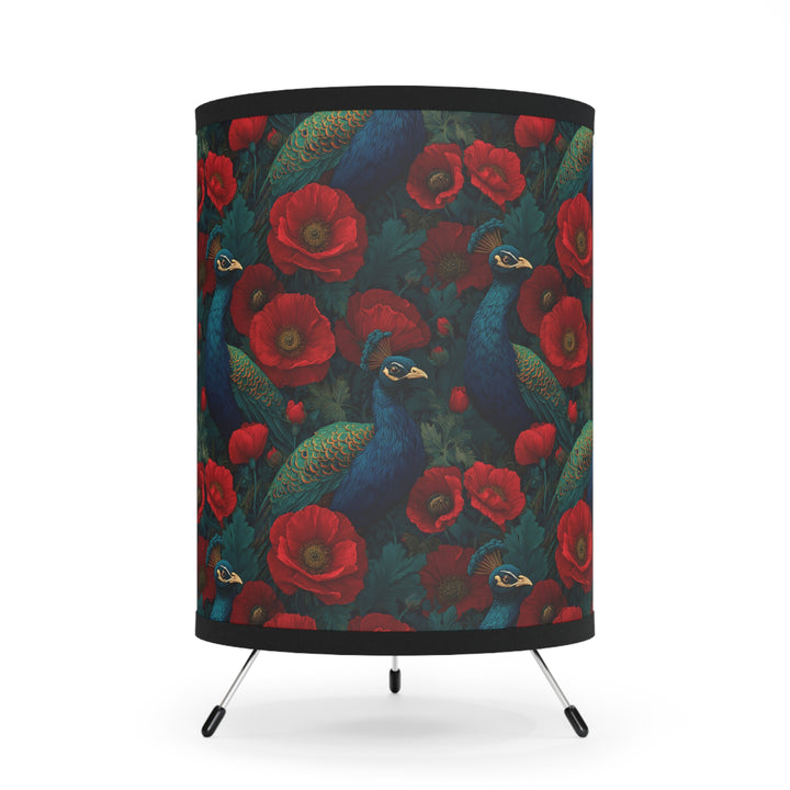 Peacock and Red Poppies Lamp