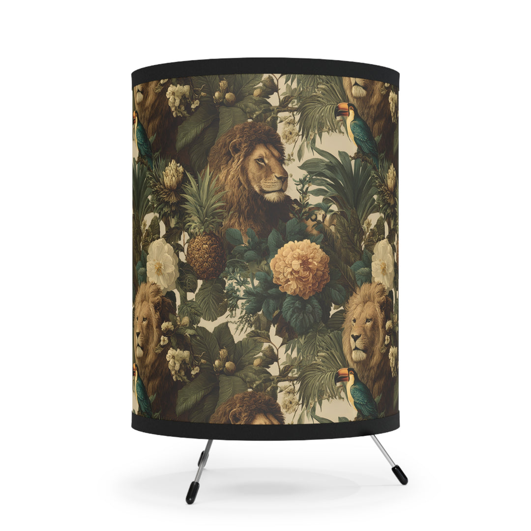 Vintage Jungle Lion Tripod Lamp