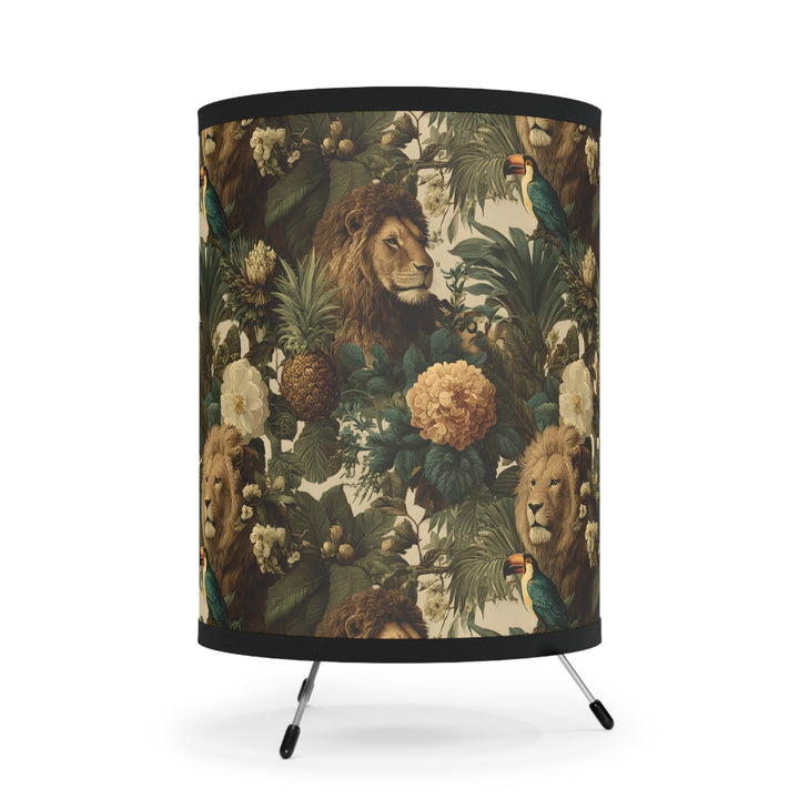 Vintage Jungle Lion Tripod Lamp