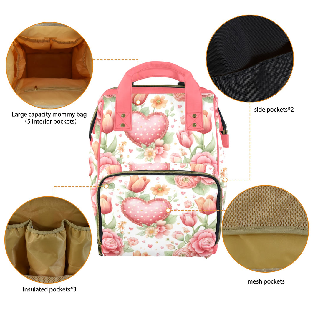 Roses and Hearts Diaper Bag