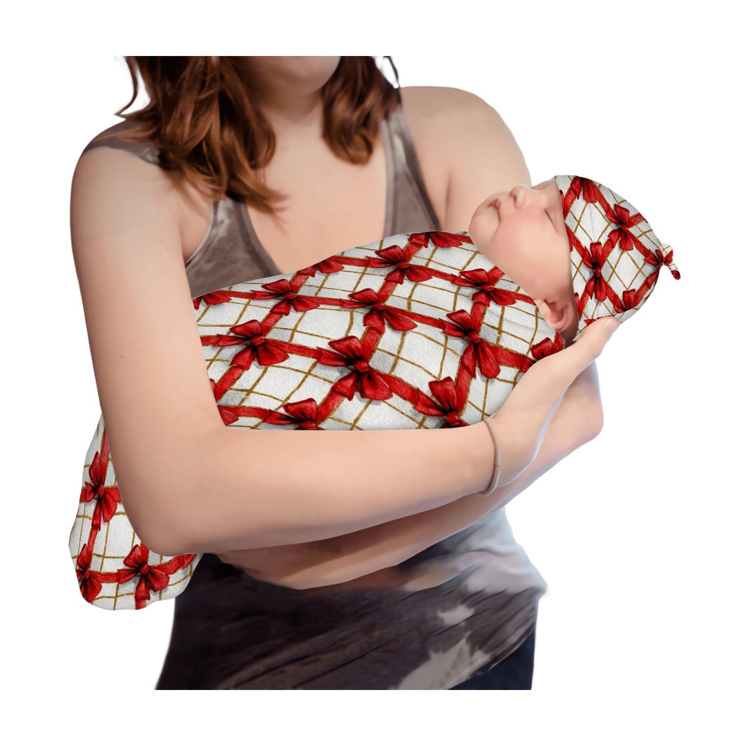Red Bow Baby Cocoon Baby Swaddle Set