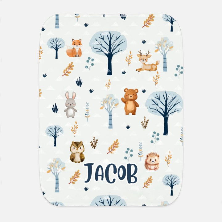 Woodland Forest Animals Baby Burp Cloth