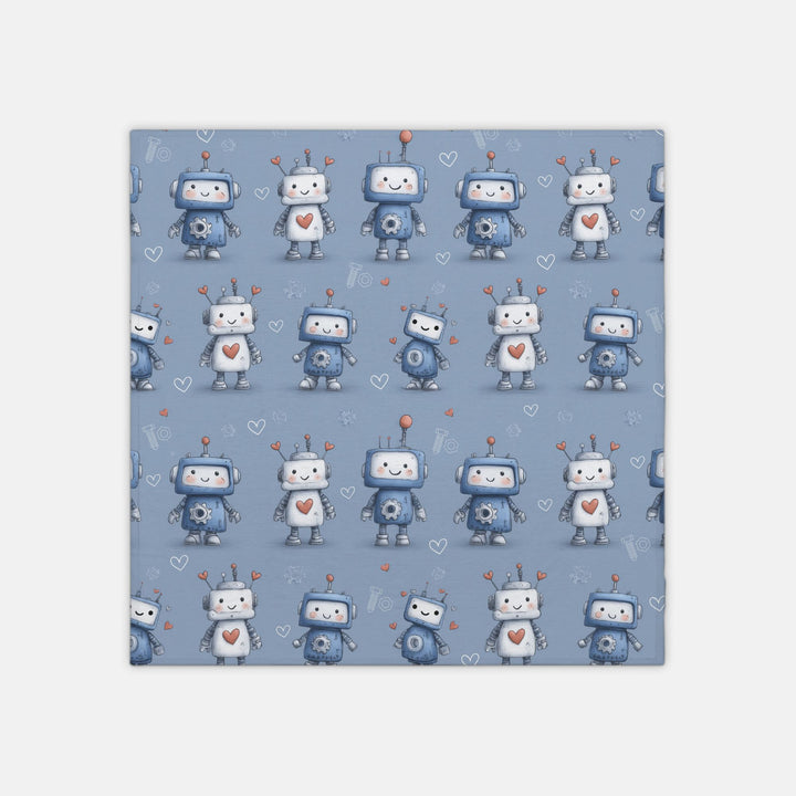 Blue Robot Love Swaddle Blanket