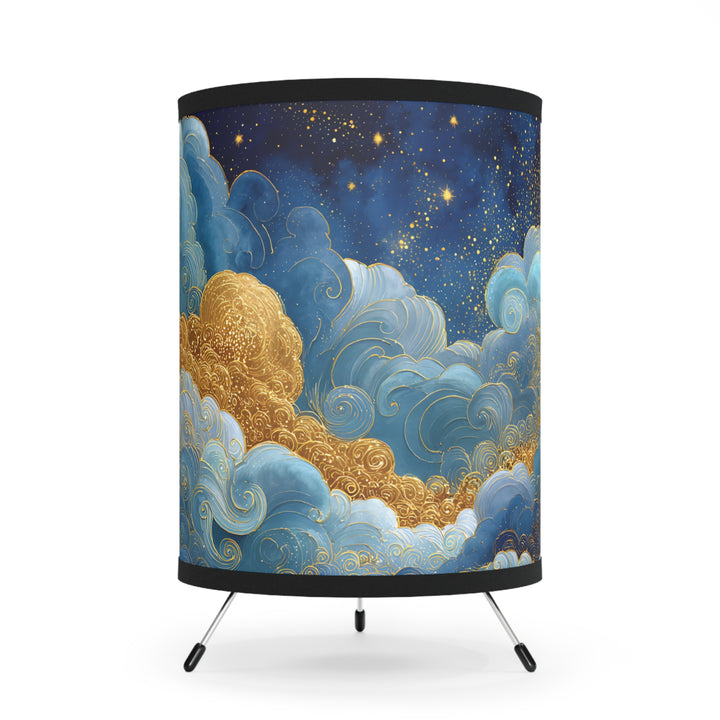 Golden Clouds Night Sky Tripod Lamp