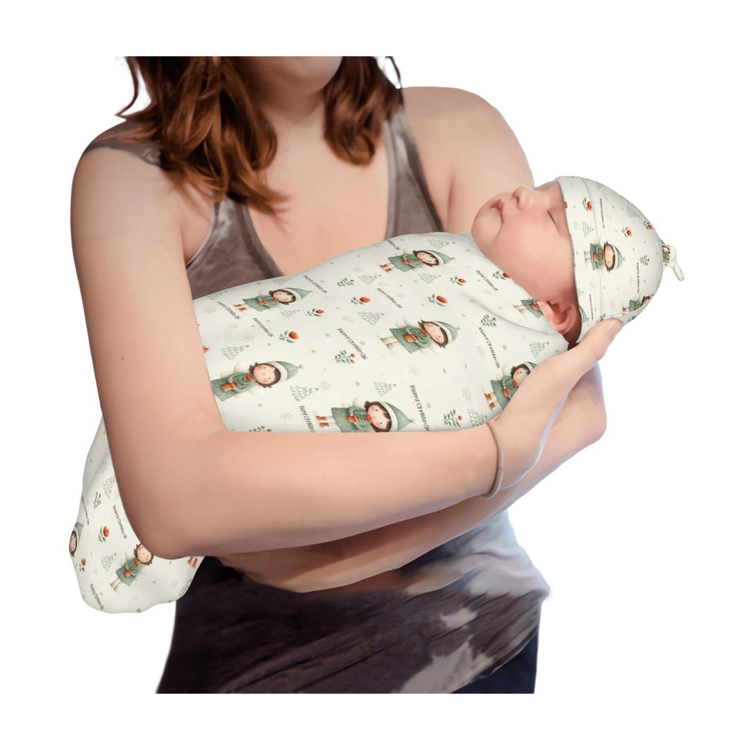 Christmas Flower Cocoon Baby Swaddle Set